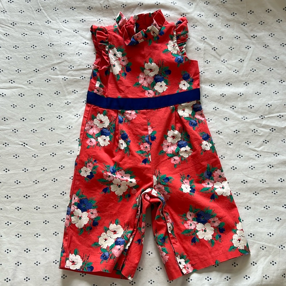 Janie and Jack - Red Floral Jumpsuit - 6 to 12M